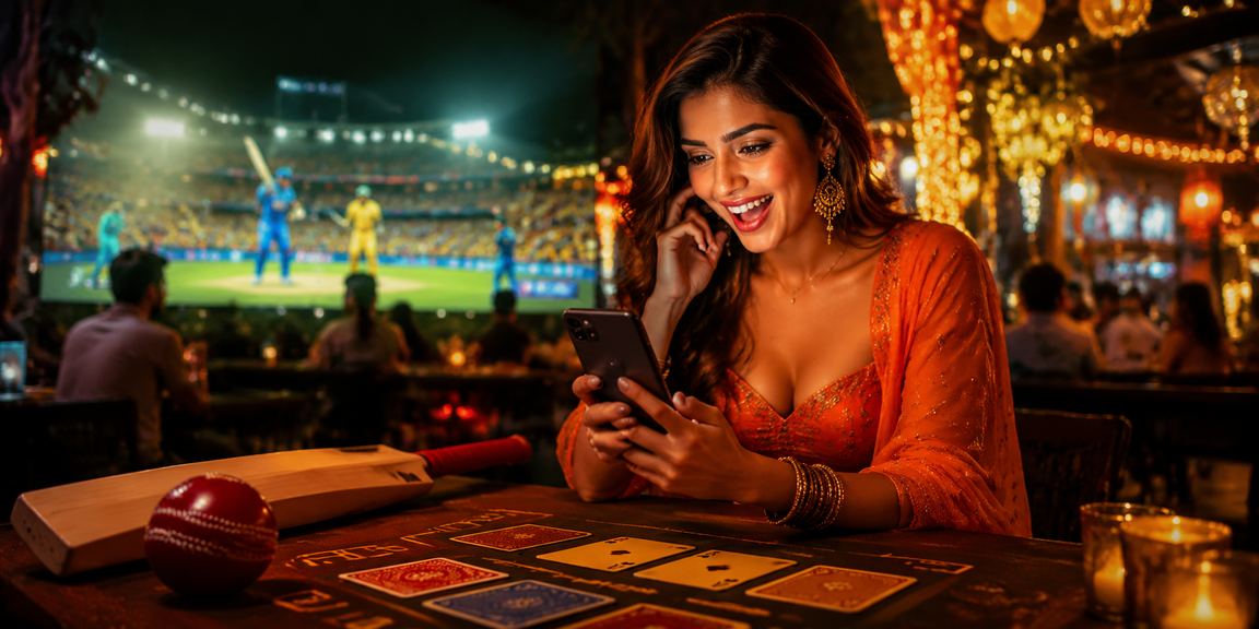 Night market scene with cricket betting in India